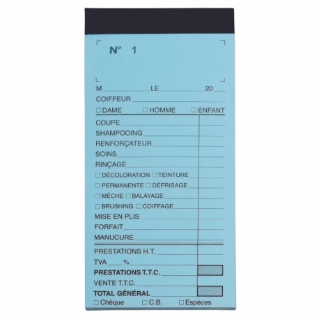 Carnet de caisse autocopiant avec numéro 