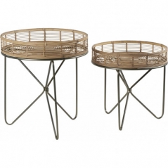 Table plateau bambou set de 2